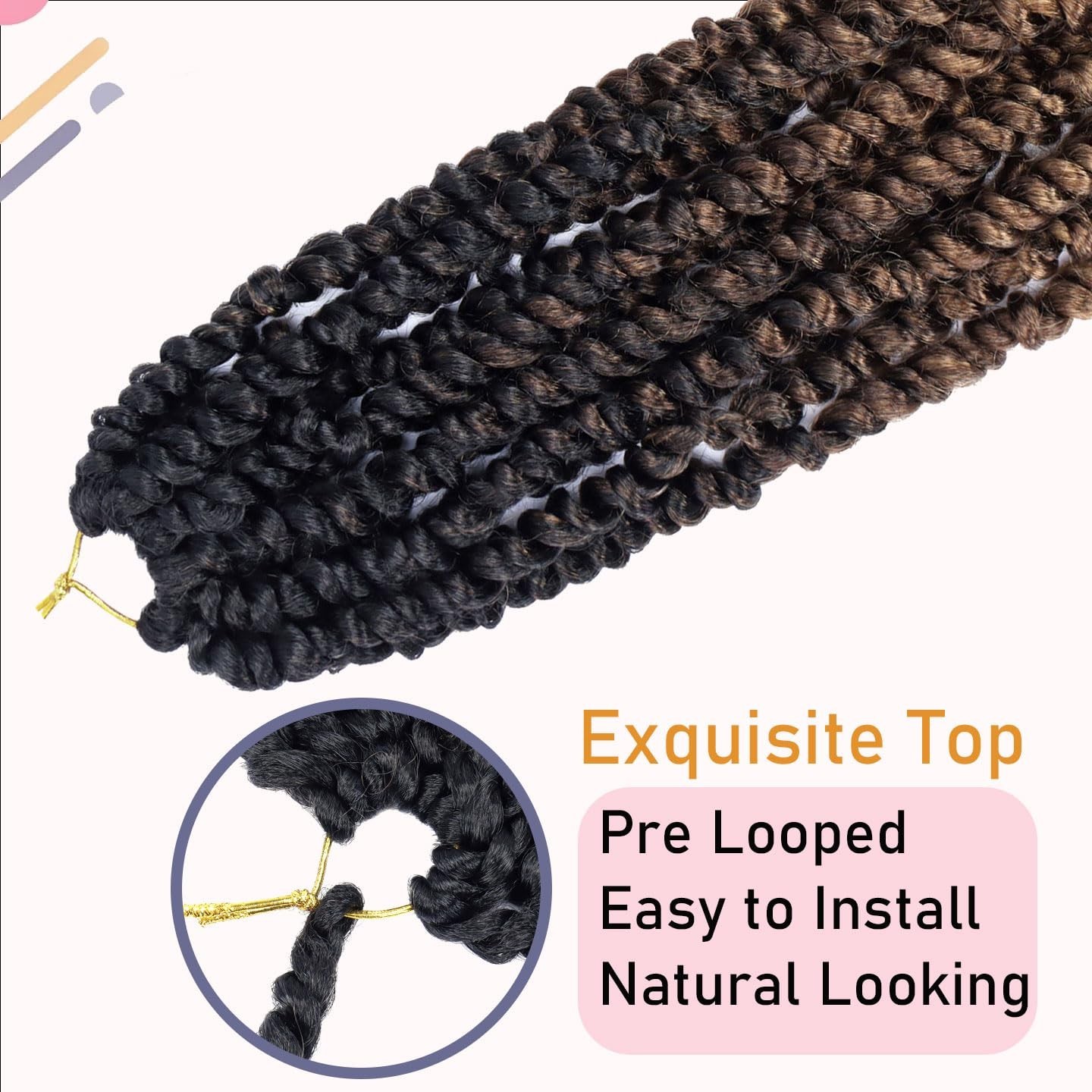 Durable 12 Inch Pre-looped Crochet Braids – 8 Packs for Gorgeous Passion Twists