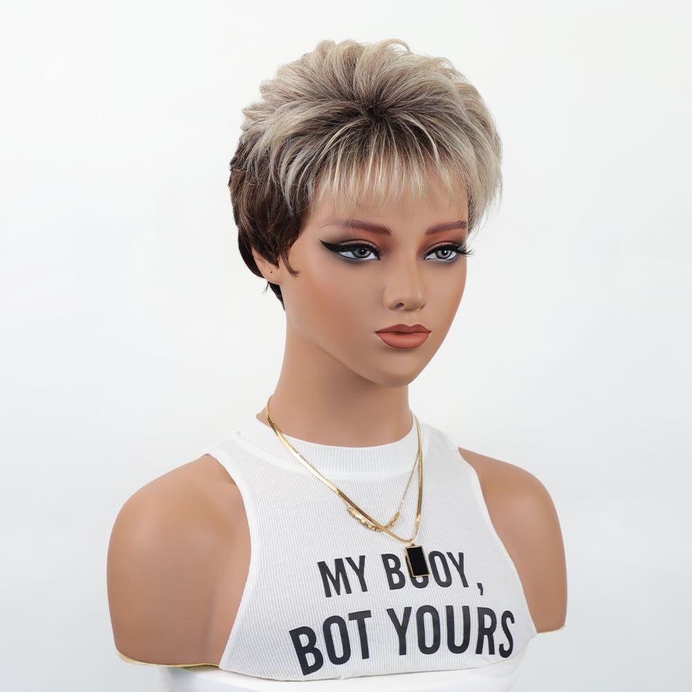 Ombre Short Wig Rose Net Synthetic Full Head Wig For Women Daily Party Cosplay