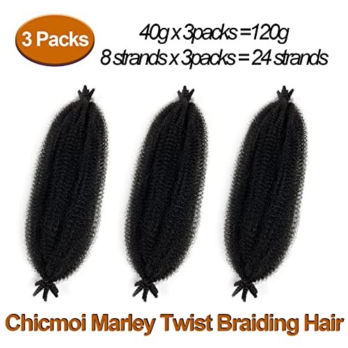 Marley Twist Braiding Hair 16 Inch Springy Afro Twist 16 Inch (Pack of 3) Black