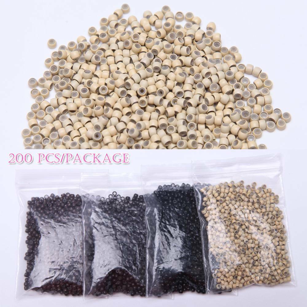 200-1000PCS NANO RING BEADS For Nano Tip Hair Extensions Beige Silicone Line US