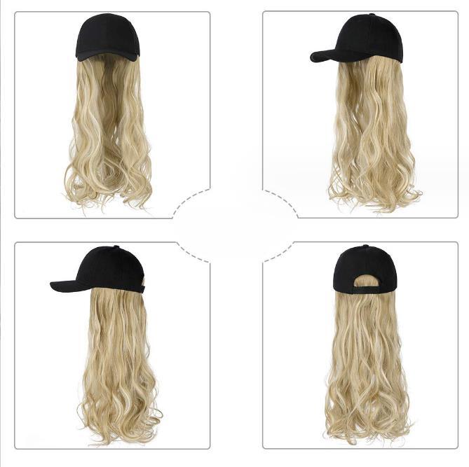 Womens Baseball Cap with Hair Extension Cotton Solid Washed Adjustable Dad Hat