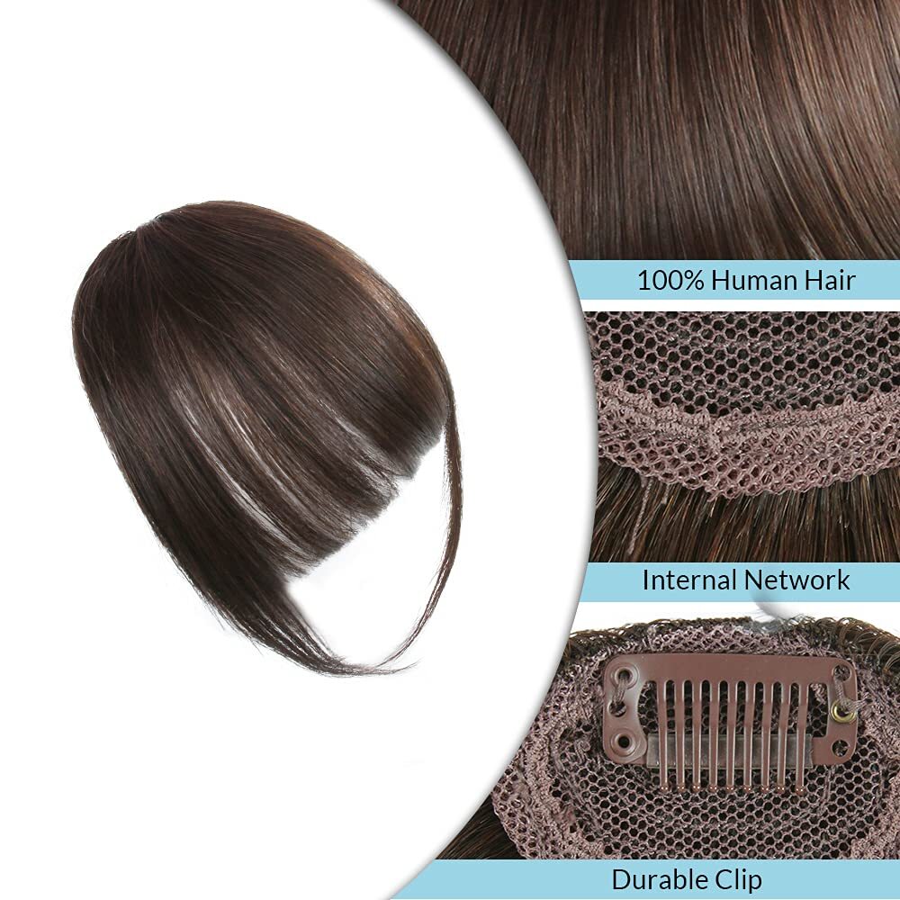 Clip In Human Hair Bang Wispy Air Bangs Front Fringe Clip in Hair Extensions US