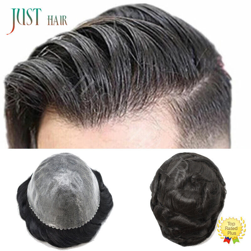Mens Toupee Hair Replacement Hairpiece Full Poly Injected PU Human Hair System