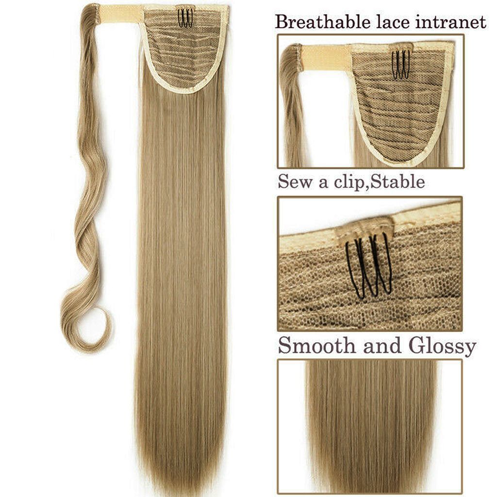 Long Wavy Curly/Straight Thick Synthetic Clip In Hair Extension Ponytail Claw