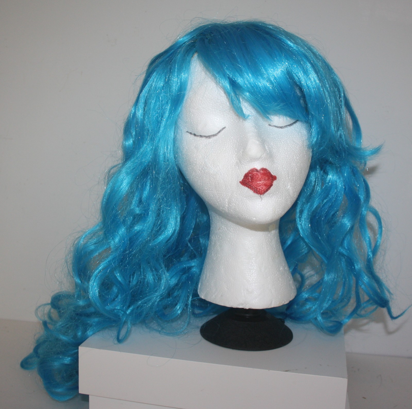 Long Blue Curly Ringlets Wig with Bangs Costume Cosplay Mermaid