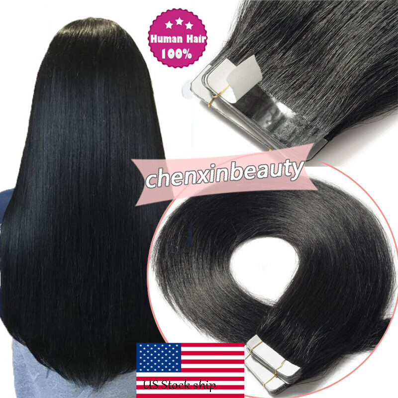 Durable Super Tape in Hair Extensions Seamless Skin Weft Remy Human Hair Blonde