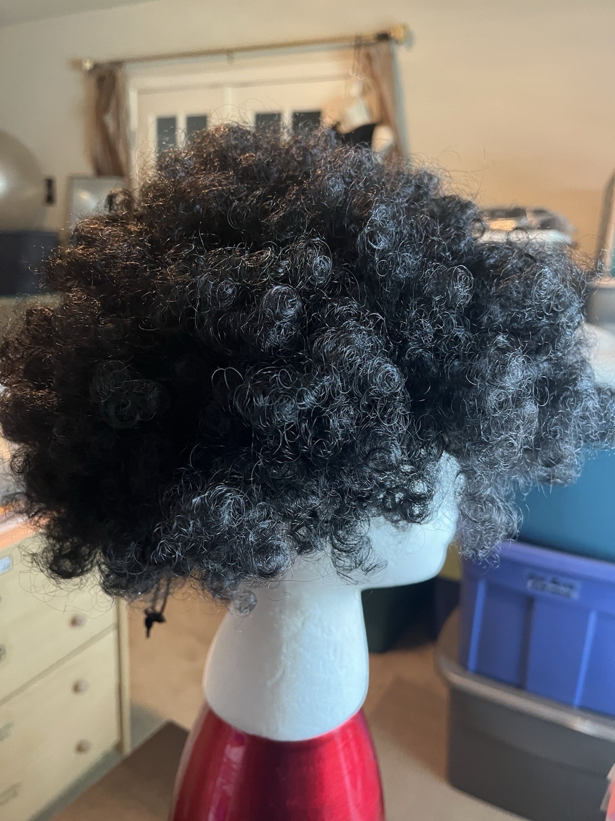 Afro Curly Hair Black Wig Adjustable 4 Combs Never Worn