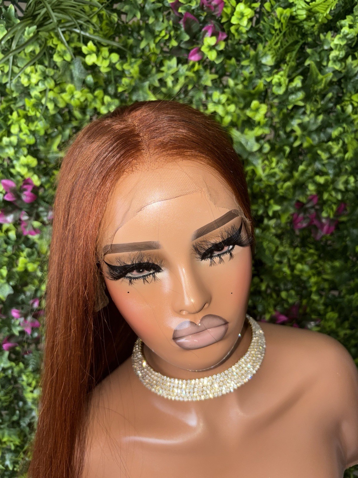HD Lace Front Human Hair Wig Straight Auburn Free-Part 26”