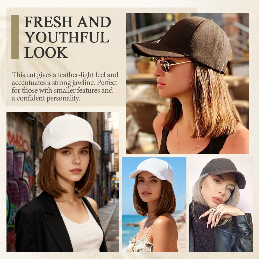 Instant Style 6″ Straight Cap Wig | Adjustable Baseball Hat with Attached Hair