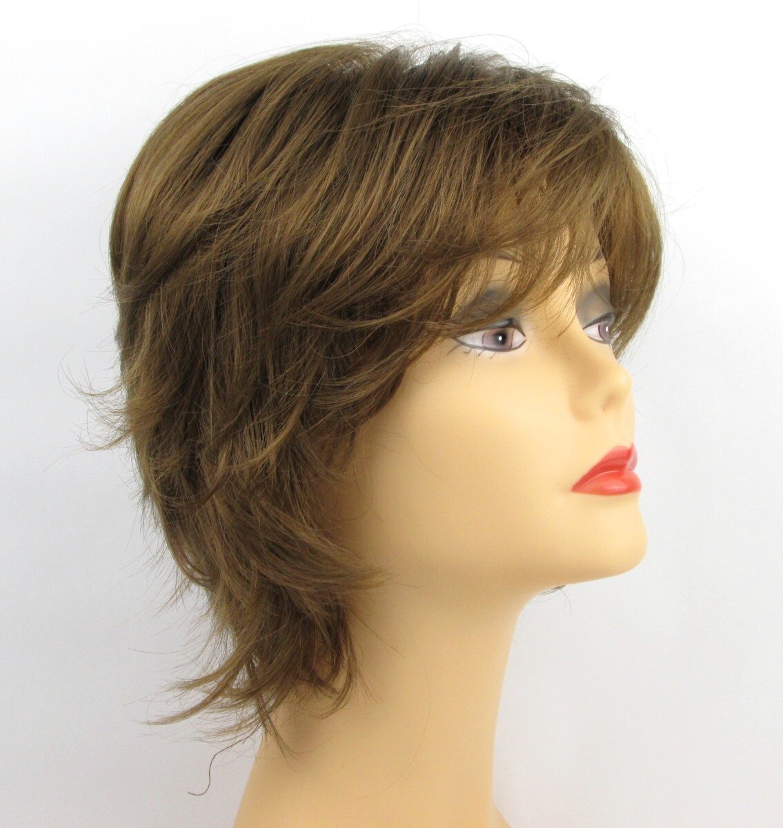 WOMENS SHORT STRAIGHT HAIR SHAG STYLE WIG W/ LOTS OF LAYERS & WISPY BANGS SWANNA