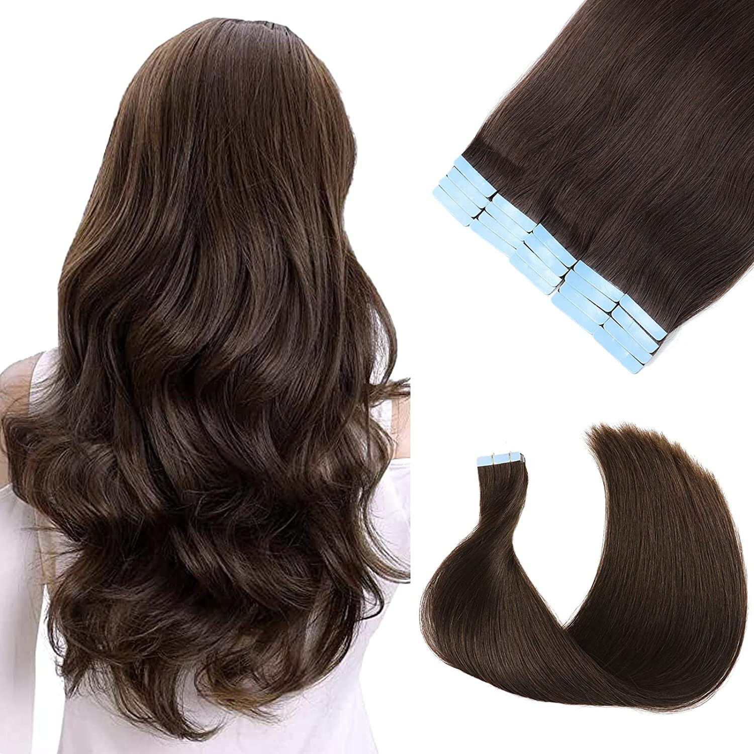 Tape-in Human Hair Extensions Skin Wefts Thick Remy Russian Hair Highlight Ombre