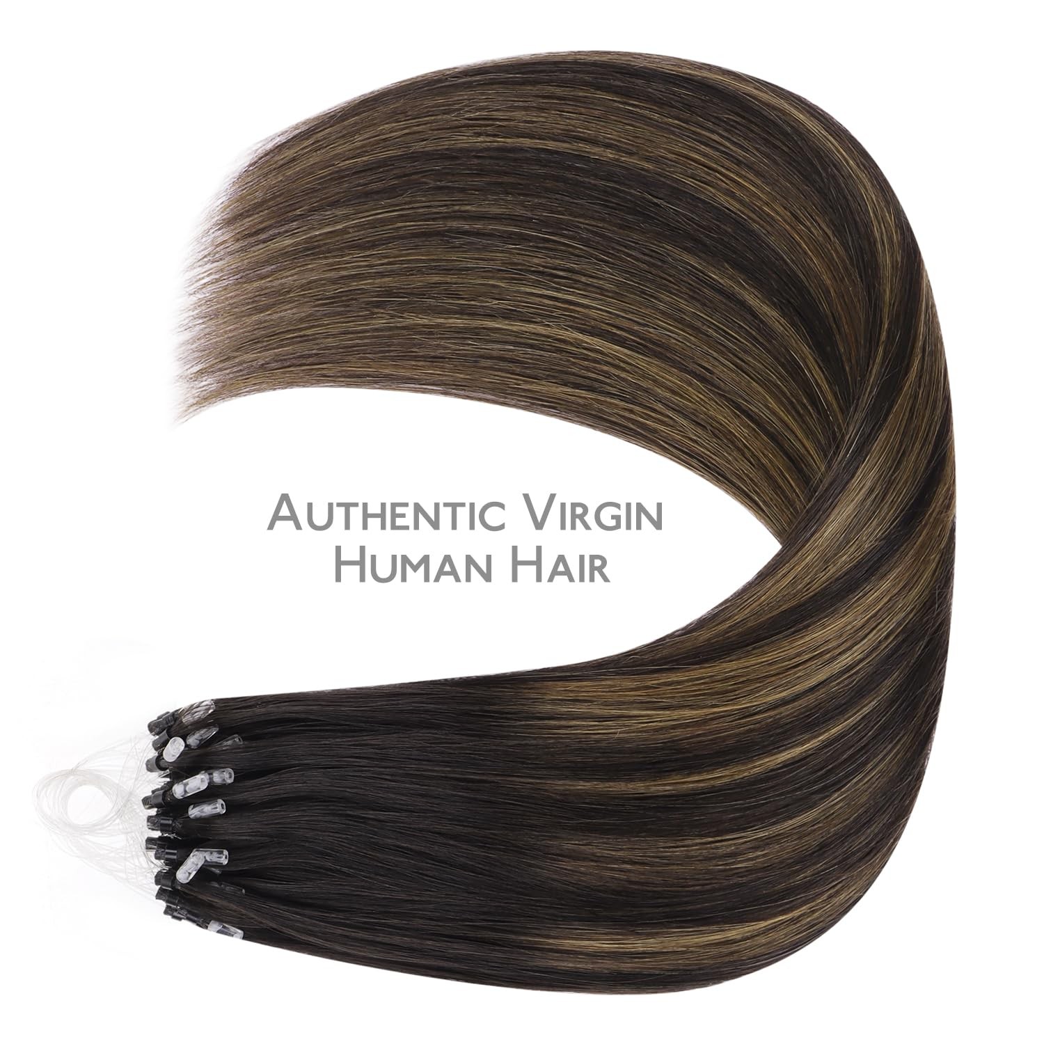Wennalife Microlink Hair Extensions Human Hair 50G 50S 20 Inch Balayage Dark