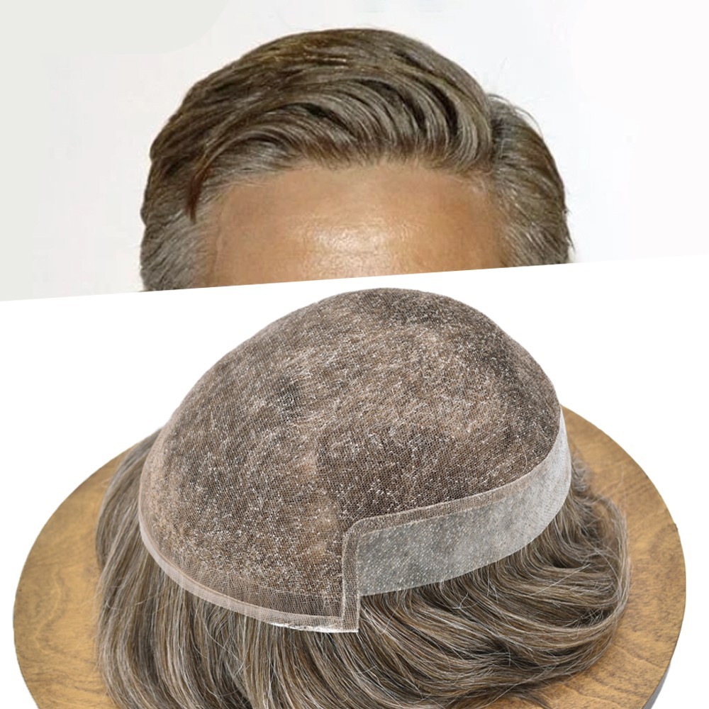 Mens Toupee French Lace Front Hair Piece Replacement System 8X10 Wig for Men US