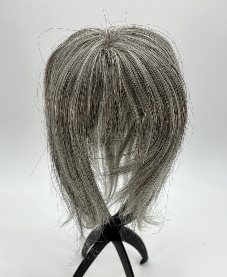 Dark Gray with Bangs 100% Human Hair 10in Topper
