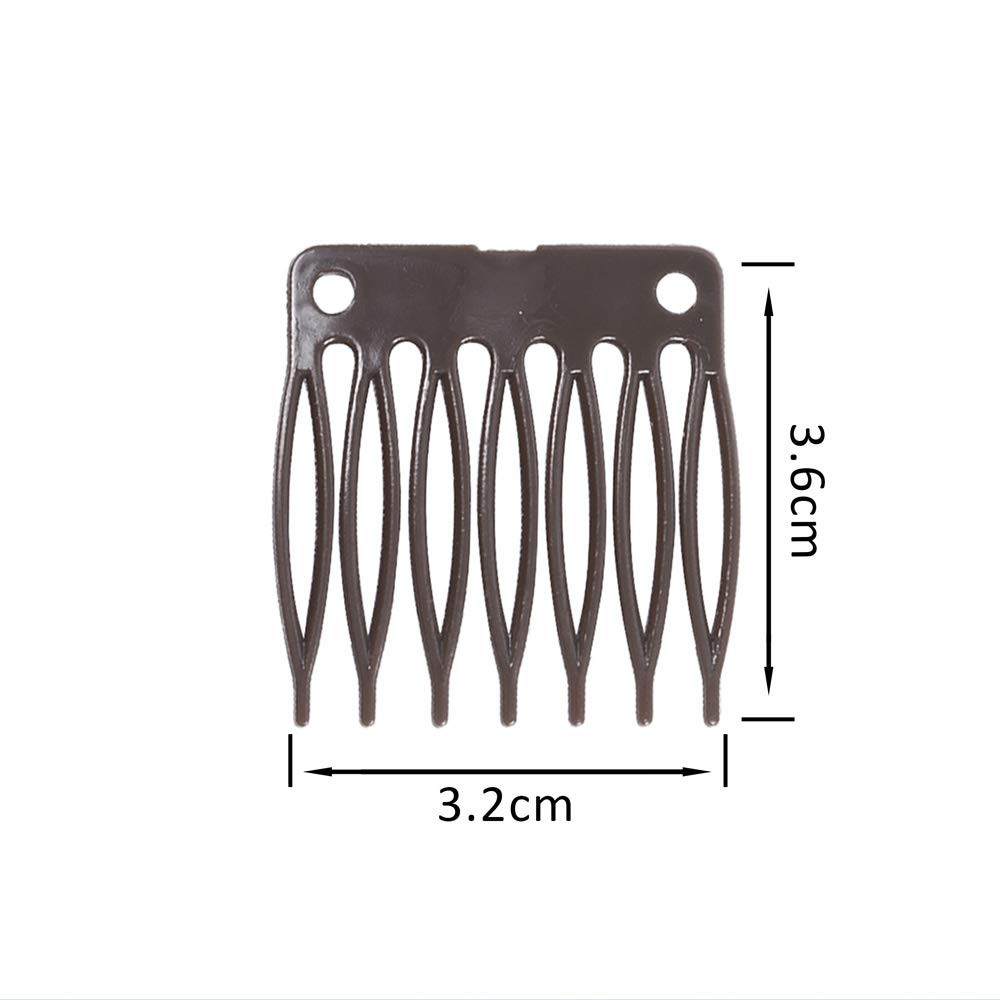 50 PCS Hair Clip Combs for Wigs – 7-Teeth Plastic Combs, Wig Cap Making Accessor