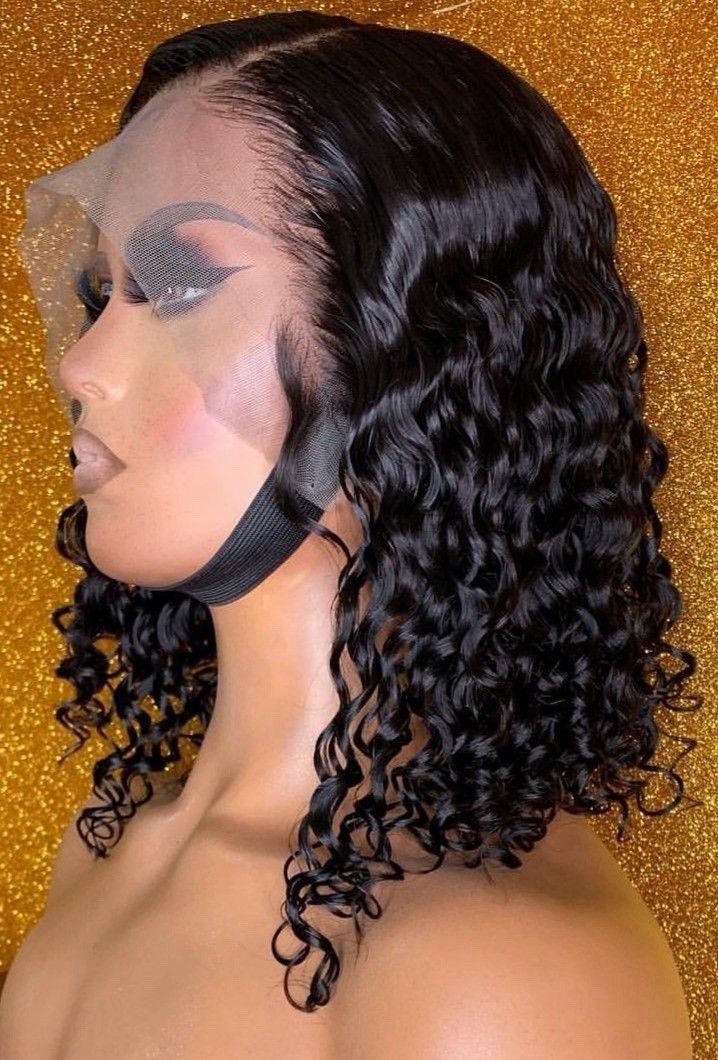 16″Deep wave Lace Front Wig for Women – Lace Front Cap Construction transparent