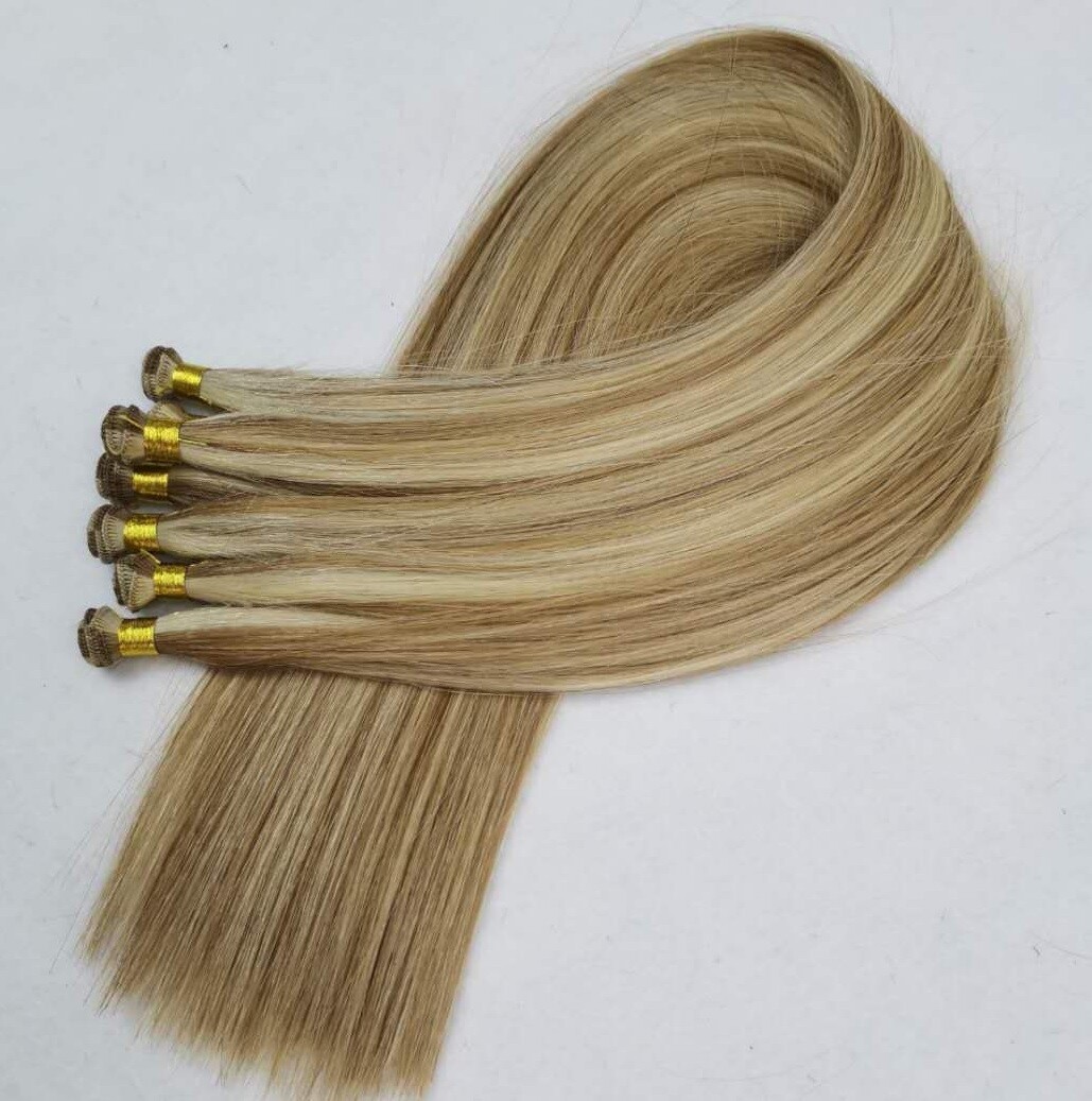 18″, 20″, 22″ Hand-Tied Weft, 100 grams, Human Remy Hair Extensions #18/613