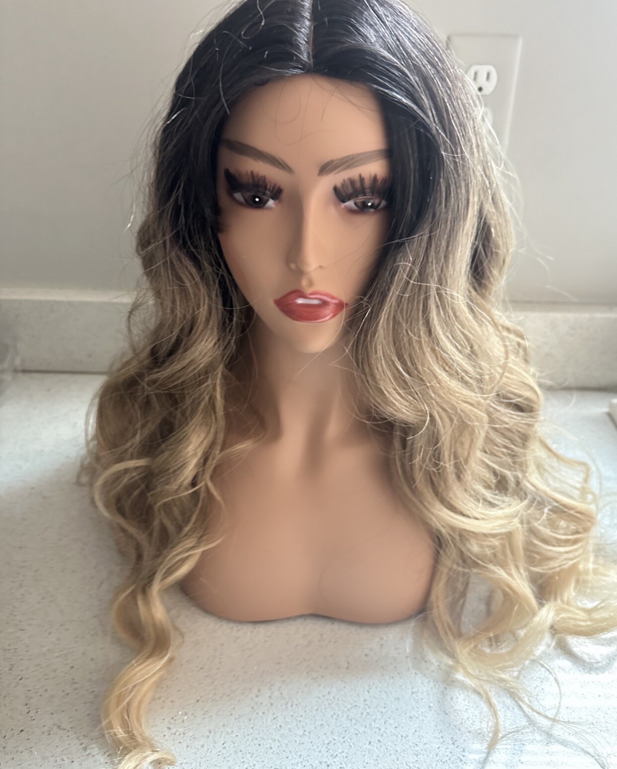 Ombre Wig 30 Inches Swiss Lace Blonde Ombré Dark Roots New Tags Heated To 350