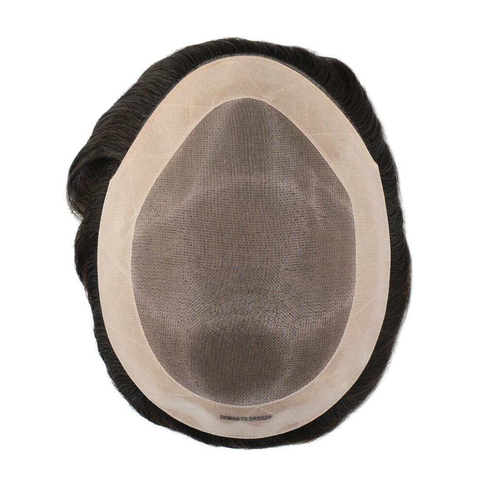 Mens Human Hair Replacement System Durable Hairpiece Fine Mono Poly Skin Toupee