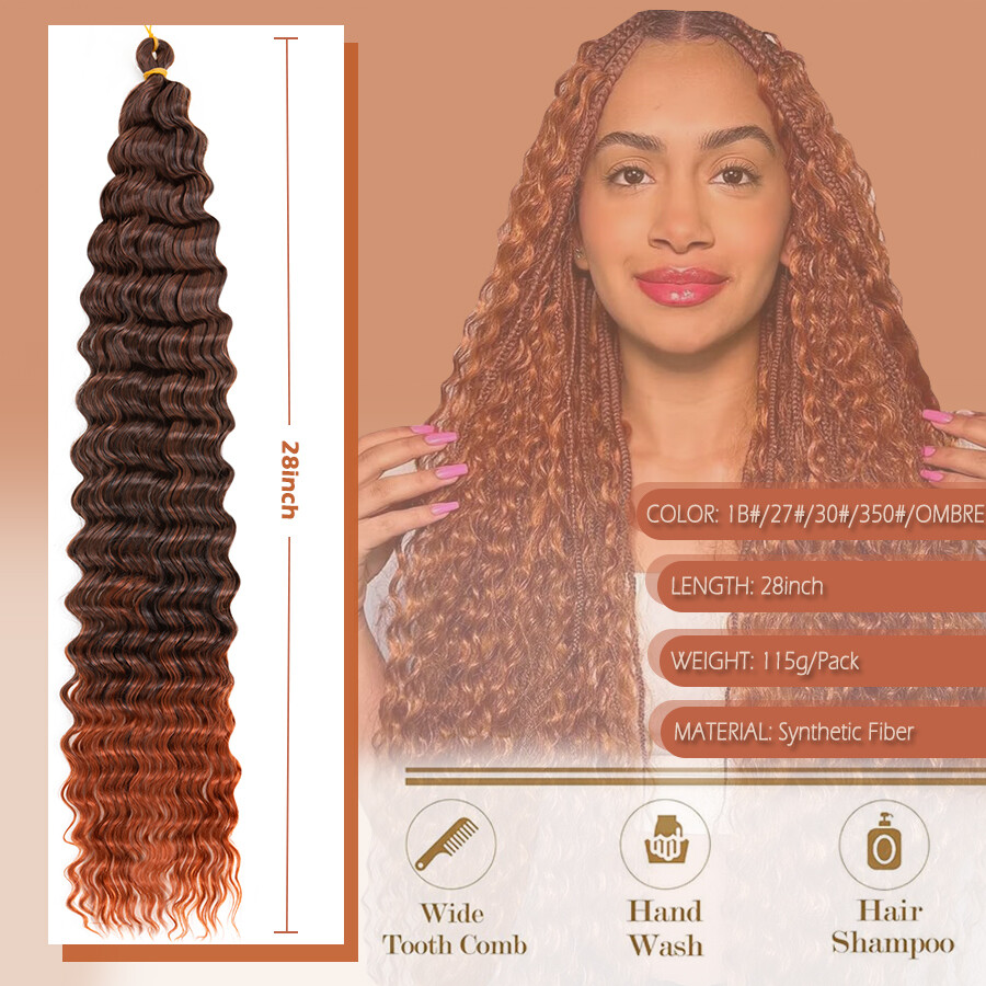 Deep Wave Bulk Braid 8/14/28″ Locs Boho Weave Braiding Curly Braids Extensions