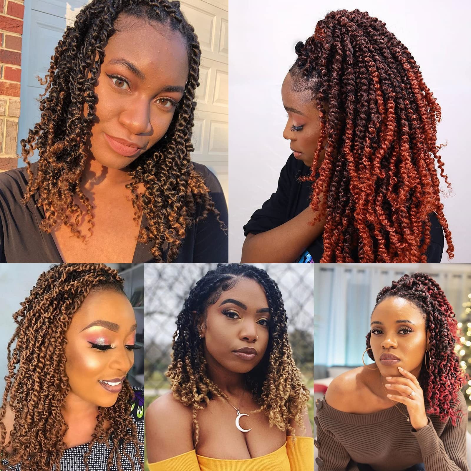 Leeven Ombre Burgundy 14 Inch Pretwisted Passion Twist Crochet Hair 8 Packs Pre