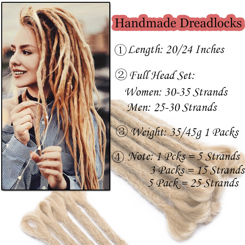 REAL Handmade Dreadlocks Crochet Reggae Braids Fake Hair Extensions OMBRE Blonde