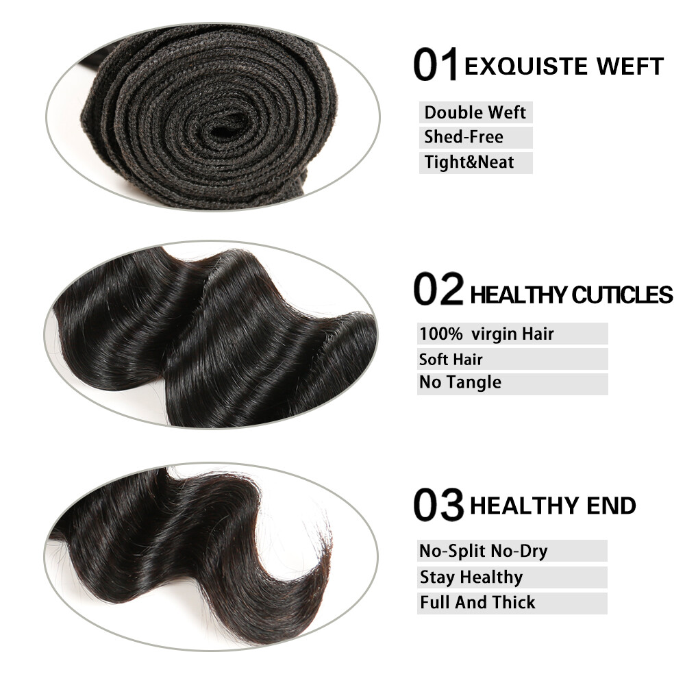 10A Mink Loose Wave Brazilian Virgin Remy Human Hair Extra Thick Natural Black