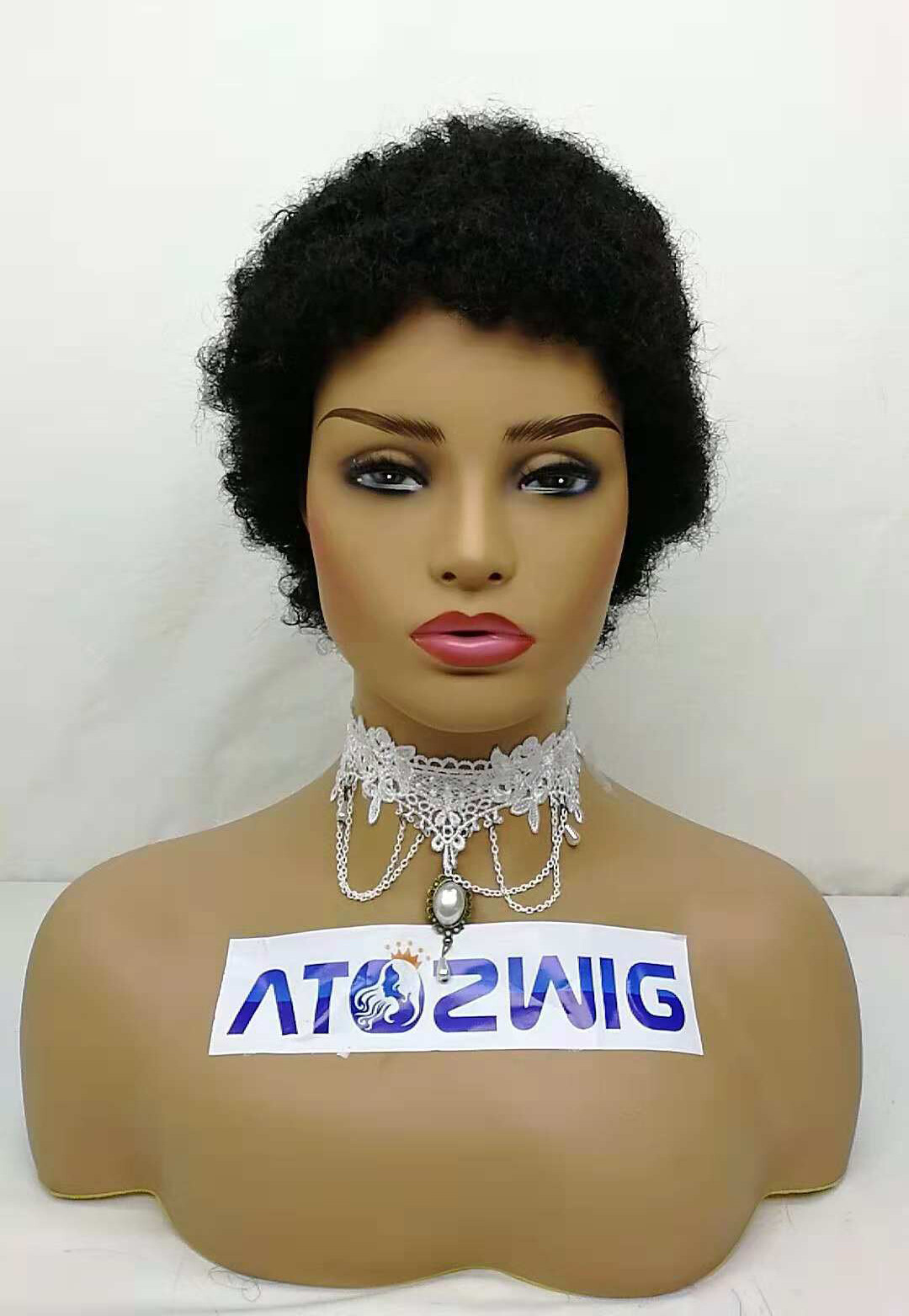 100% Human Hair Short Black Afro Kinky Curly Wigs for Women Soft Natural Hair US