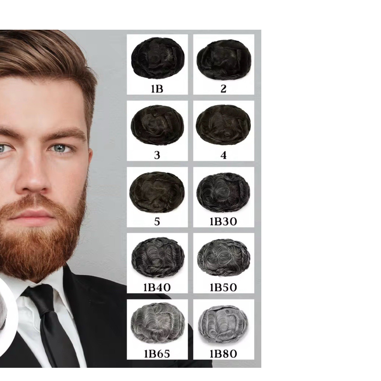 Men’s Human Hair Toupee Hairpiece Lace Base Adhesive Tape-In Wavy 5x7in