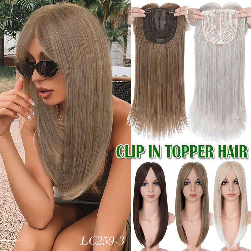 Natural Toupee Hairpiece Clip In Hair Extensions Full Head Topper Real as Human