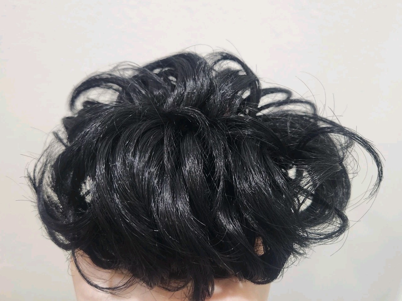 3.5″ Curly Scrunchie Ponytail Synthetic 1 Black Messy Bun