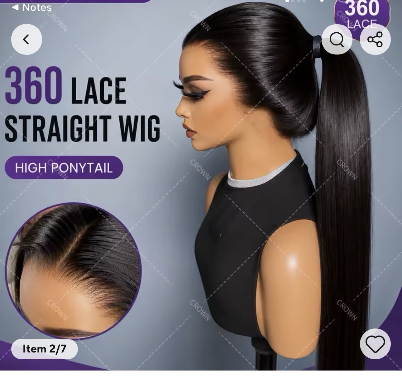 360 Lace Straight Human Hair Wig Black, Pre-Plucked, Bleached Knots