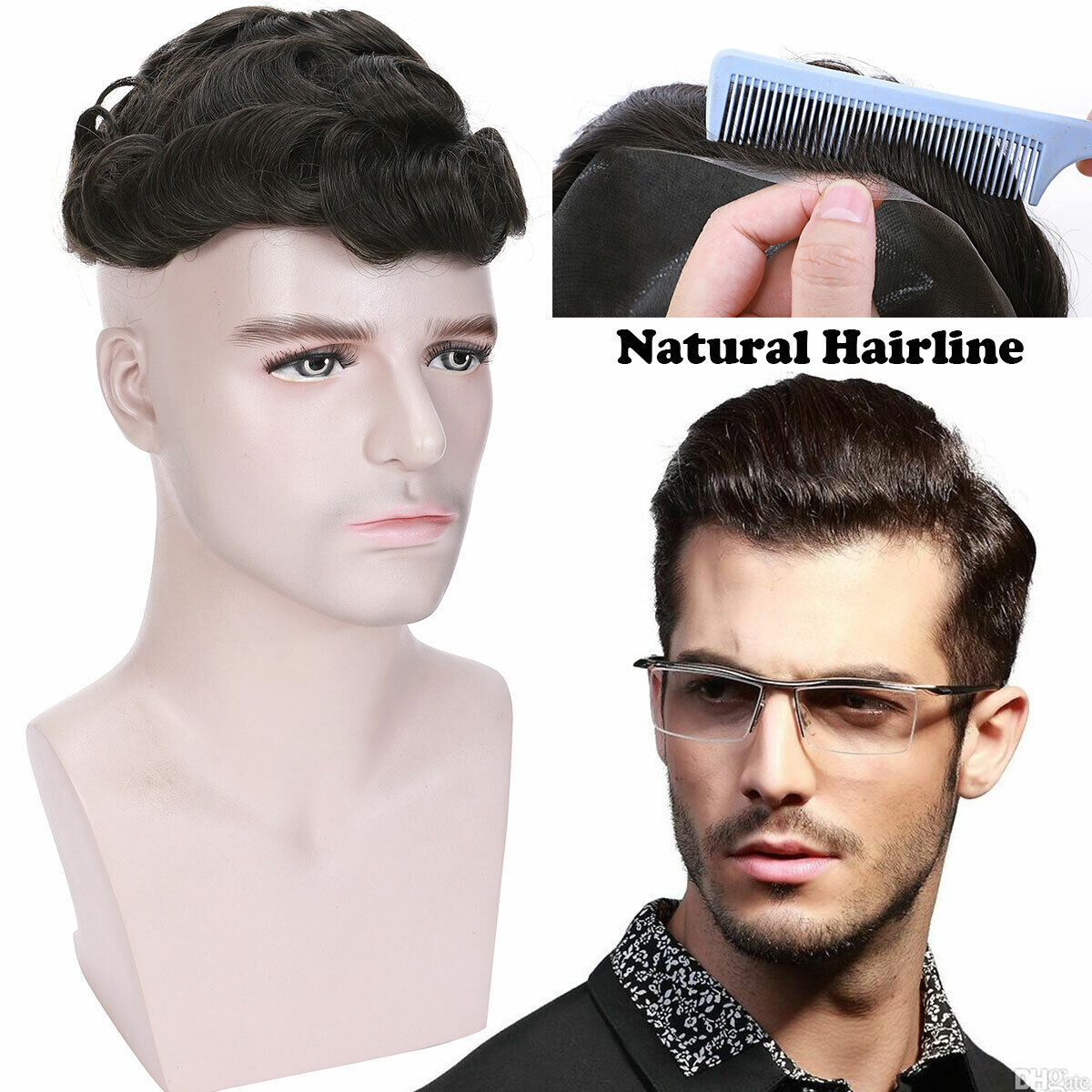 Ultra Thin Skin Mens Toupee Invisible Men Hair Replacement System TOP Hairpieces