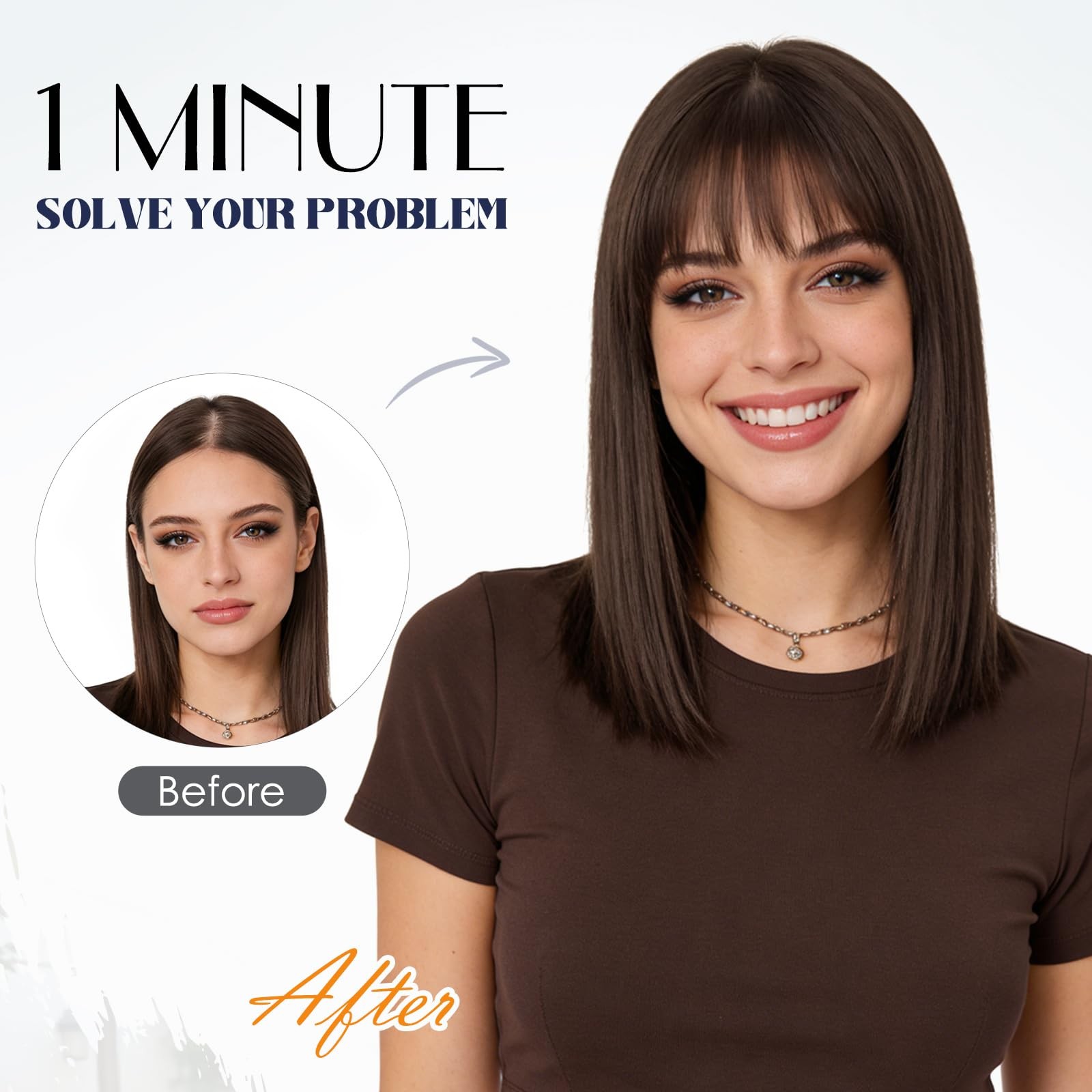 My-Lady Human Hair Toppers For Women Real Human Hair Air Bangs Hand-Tied Thin 8