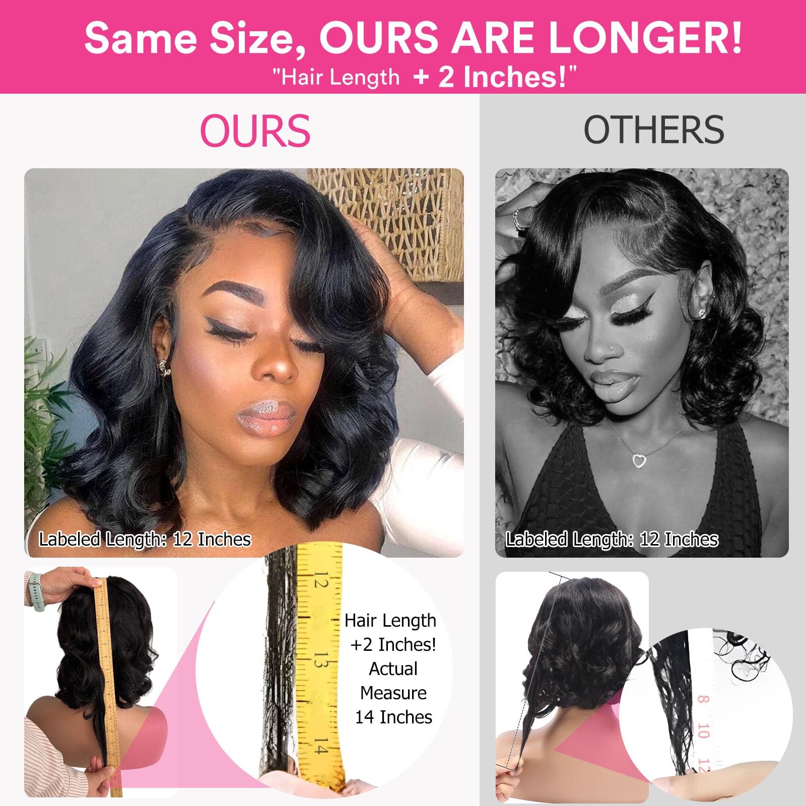 Uwlk Bob Wig Human Hair 13X6 Hd Lace Front Wigs Pre Plucked 200 Density Body