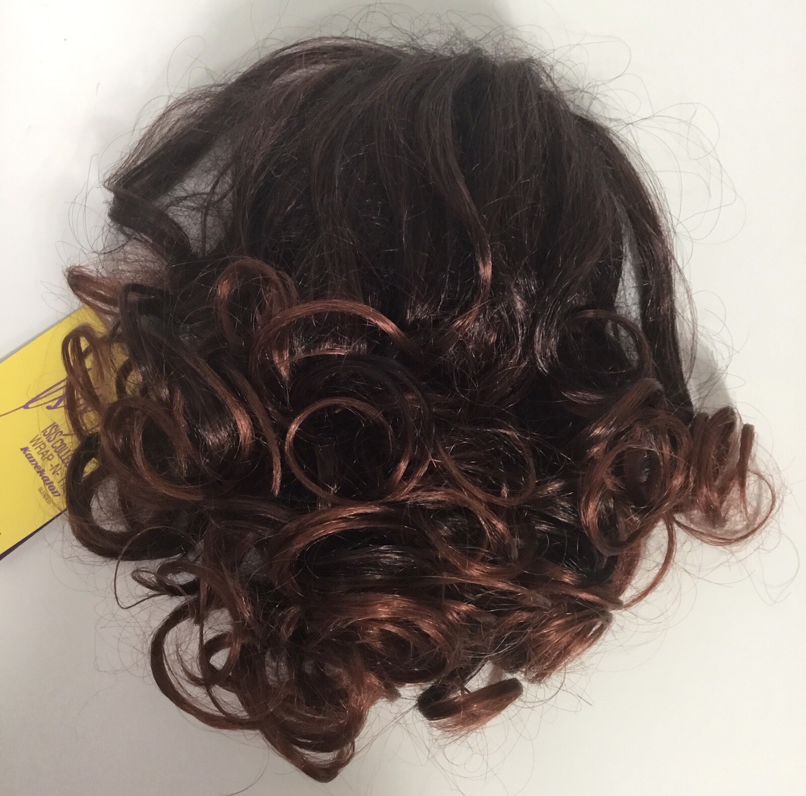 New! ISIS Collection Wrap-N-Tie Hairpiece Soft Curls Dark Brown /Red (6-ISS) NWT