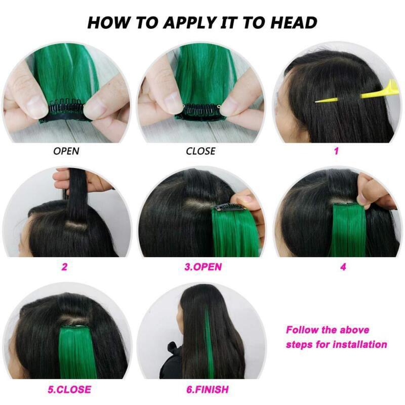 22 Inch Colored Clip in Hair Extensions 10pcs Straight Hair Synthetic Hairpieces