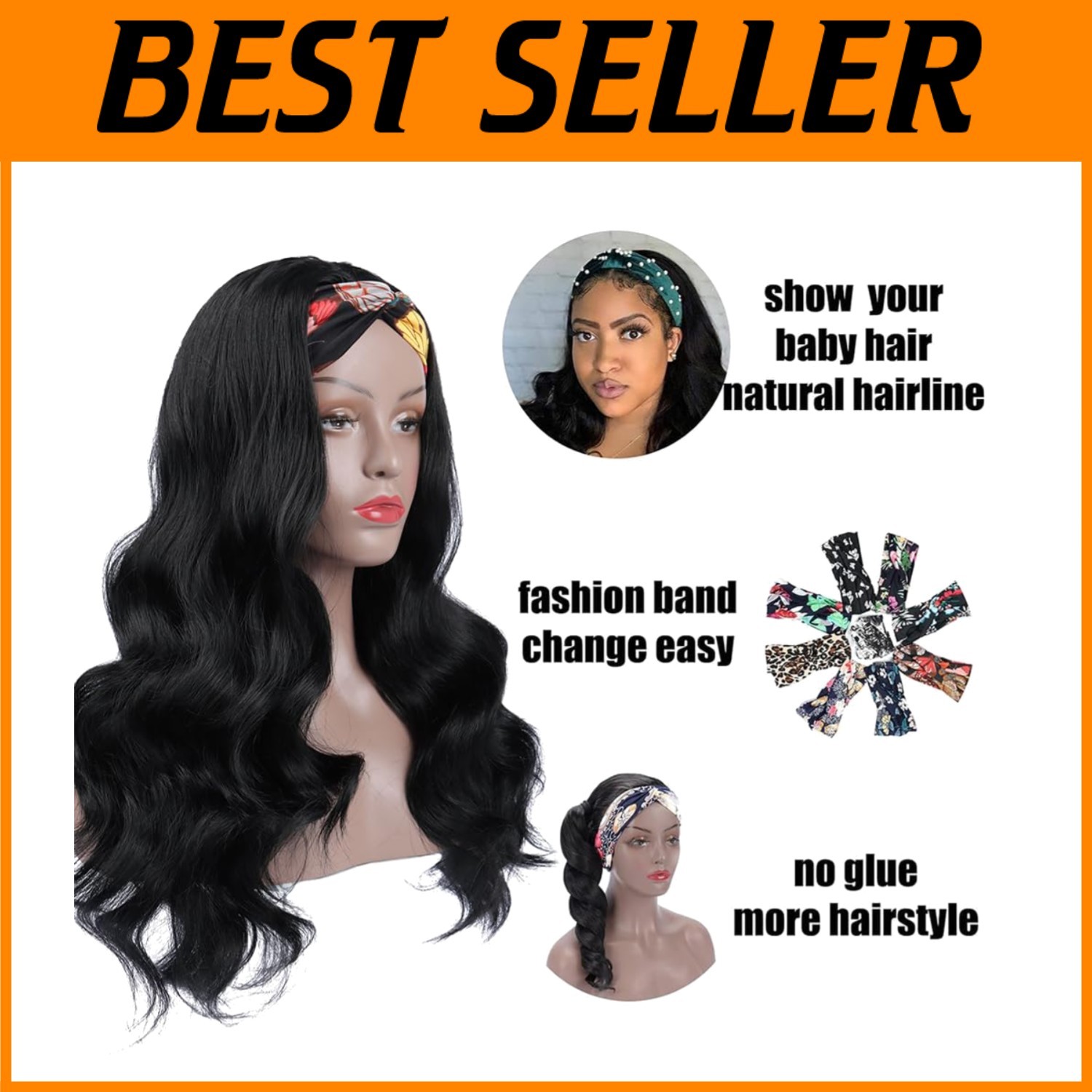 Heat Resistant Wavy Headband Wig for Women – Glueless