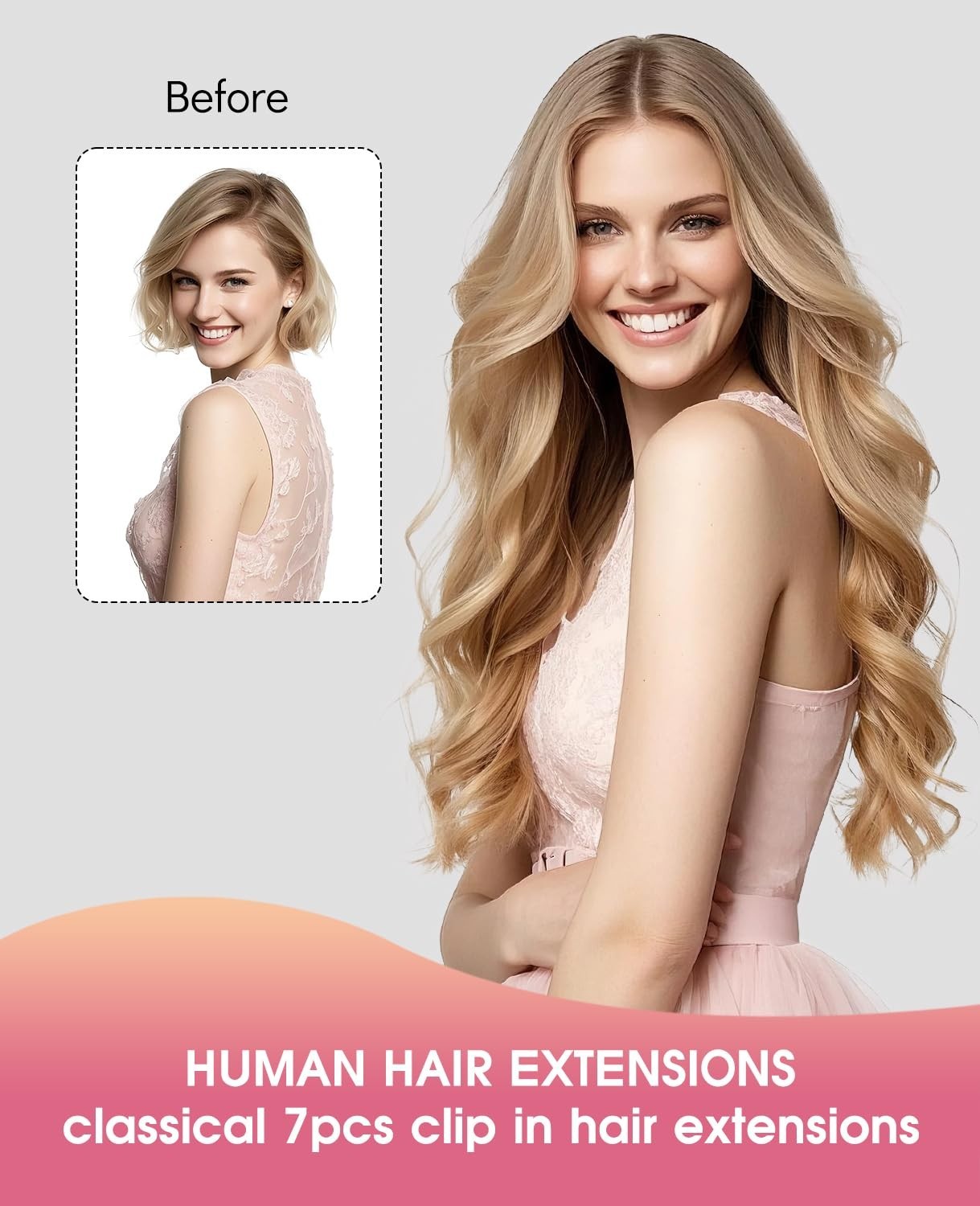 22″ Clip-In Human Hair Extensions, Balayage Chocolate & Caramel, Thick Ends, 120