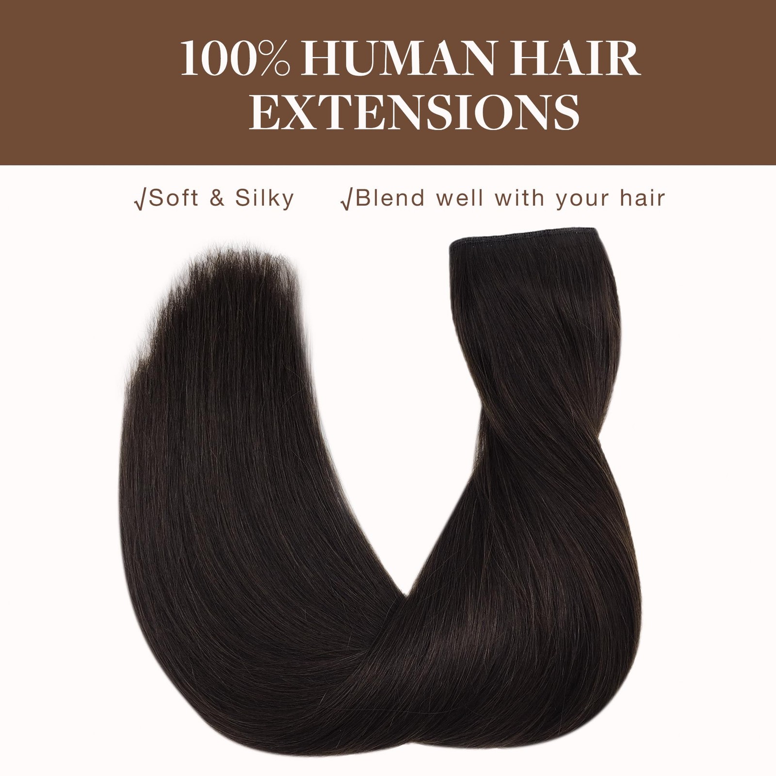 GOO GOO Wire Hair Extensions 12″ 70g 2A Light Brown Human Hair Invisible Seamles