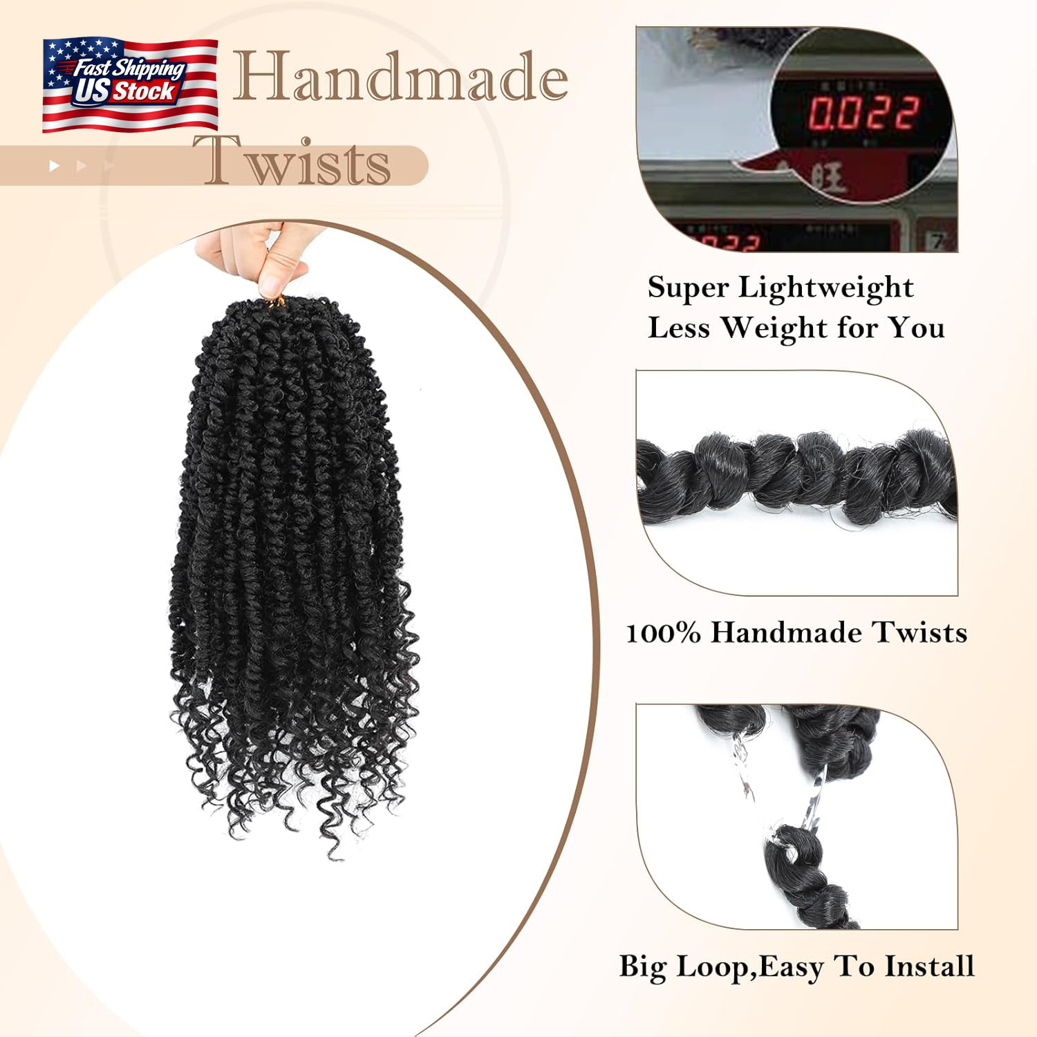 Passion Twist Crochet Hair,12 Inch 9 Packs Pretwisted Passion Twist Hair, Soft P