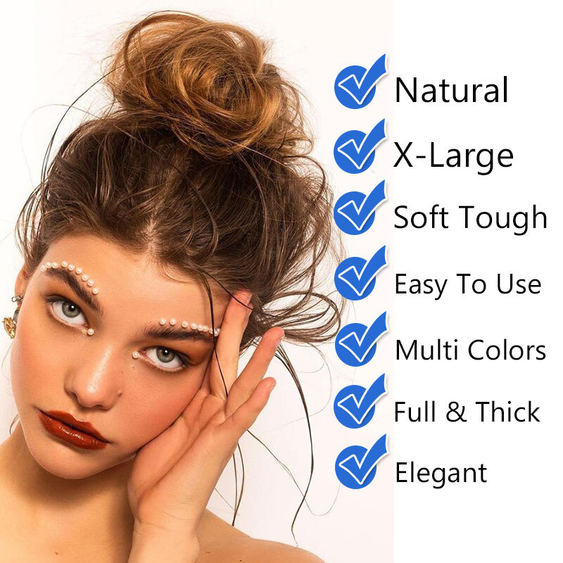 US Tousled Messy Bun Piece Scrunchie Curly Wavy Extra Thick Updo Hair Extensions