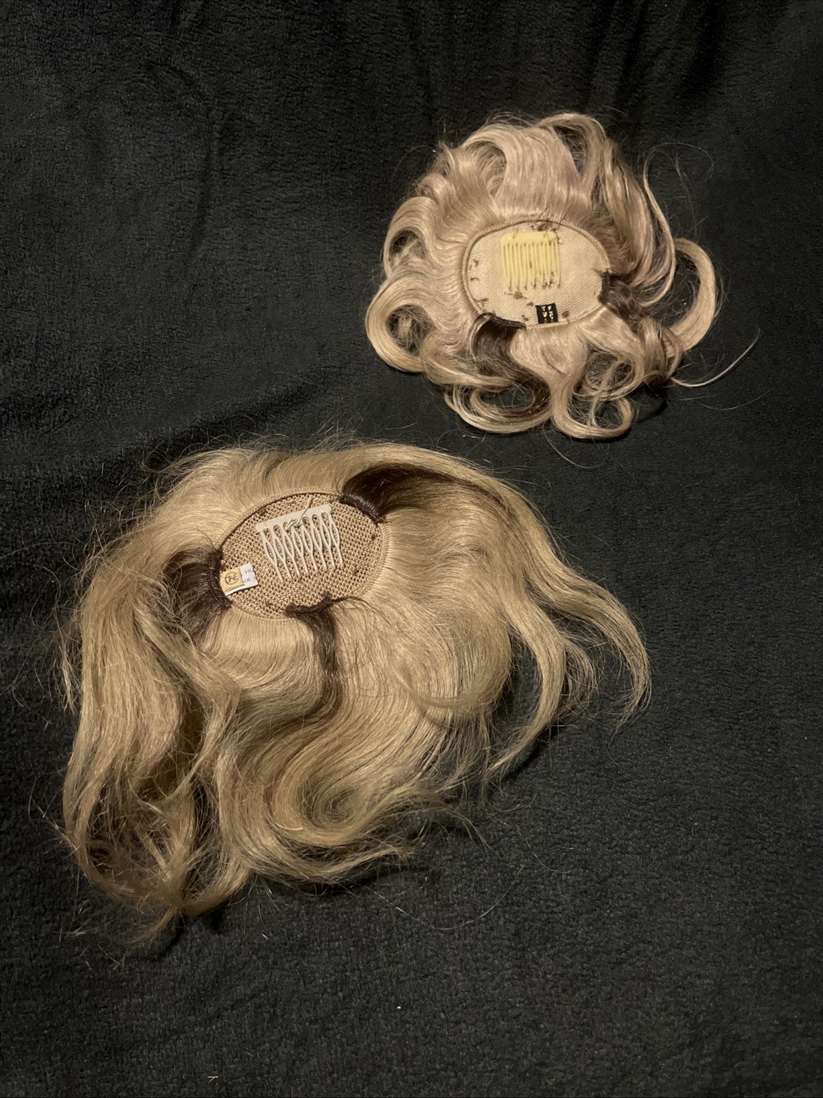 Lot Of VINTAGE 100% Human HAIR Wigs And Wiglets, Hairpieces in Striped Box