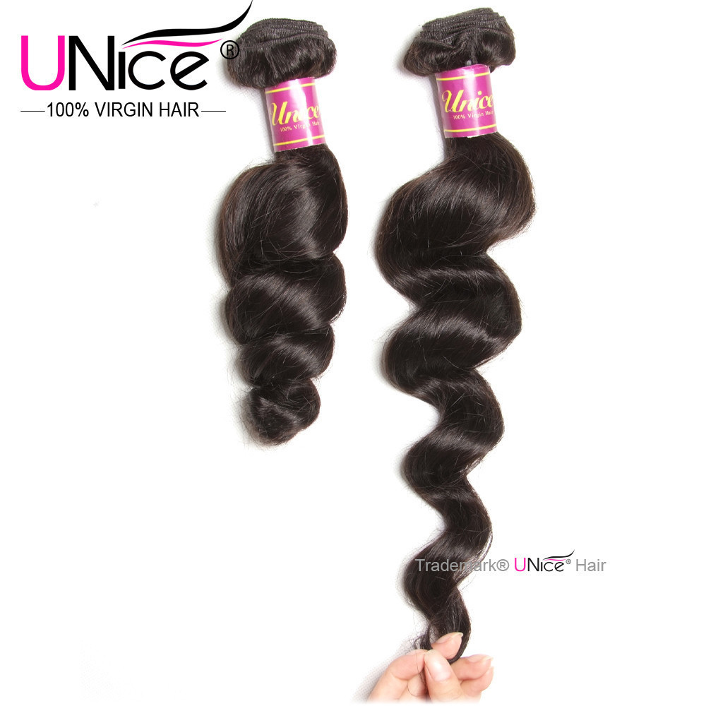 UNice Hair Indian Loose Wave Bundles Human Hair Extensions Virgin Hair Weaves US