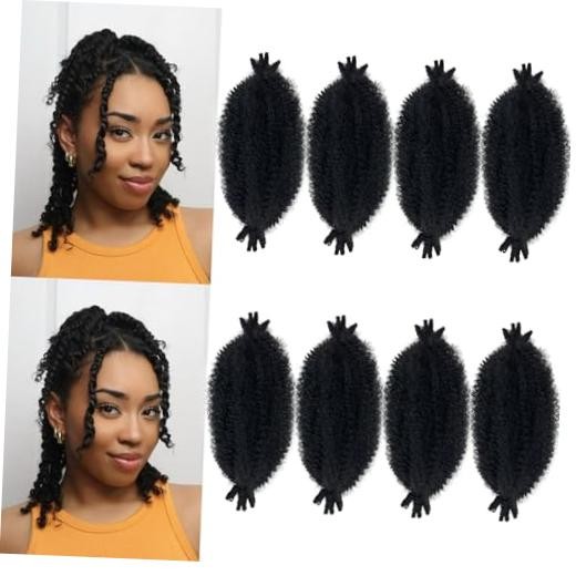 Afro Twist Hair 8 Inch Marley Twist Braiding Hair 8 Packs 8 Inch (Pack of 8) 1B
