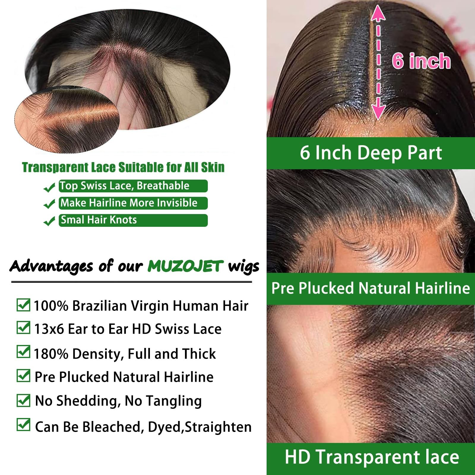 13×6 Lace Front Wigs Human Hair Pre Plucked 180 Density 26 Inch HD Body Wave …