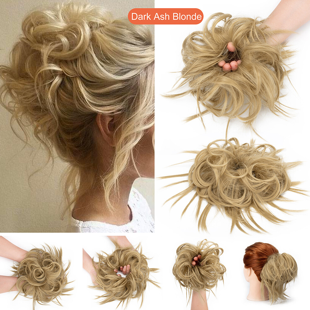 Women Thick Messy Curly Wavy Chignon Hair Bun Scrunchie Hair Extensions Natural