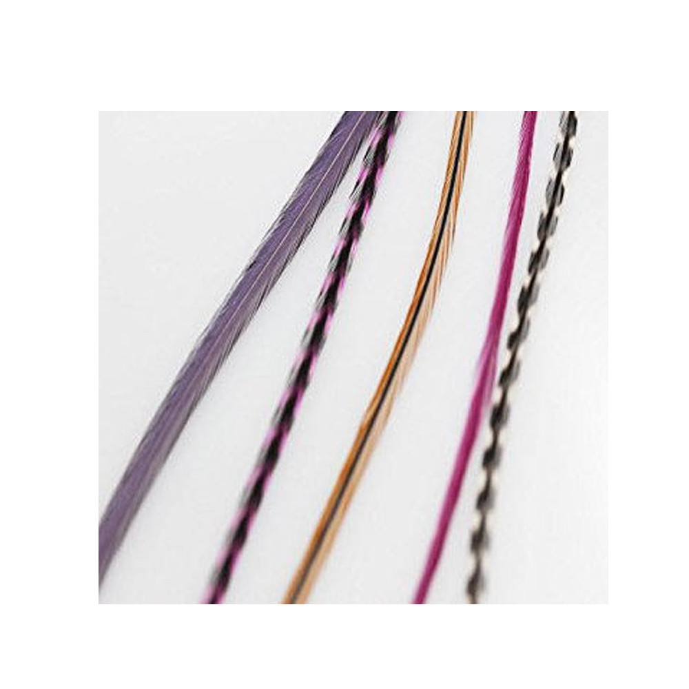 6-11 inch Purple,Violet,Brown,Grizzly 100% Real Hair 5 Feather Extensions bonded