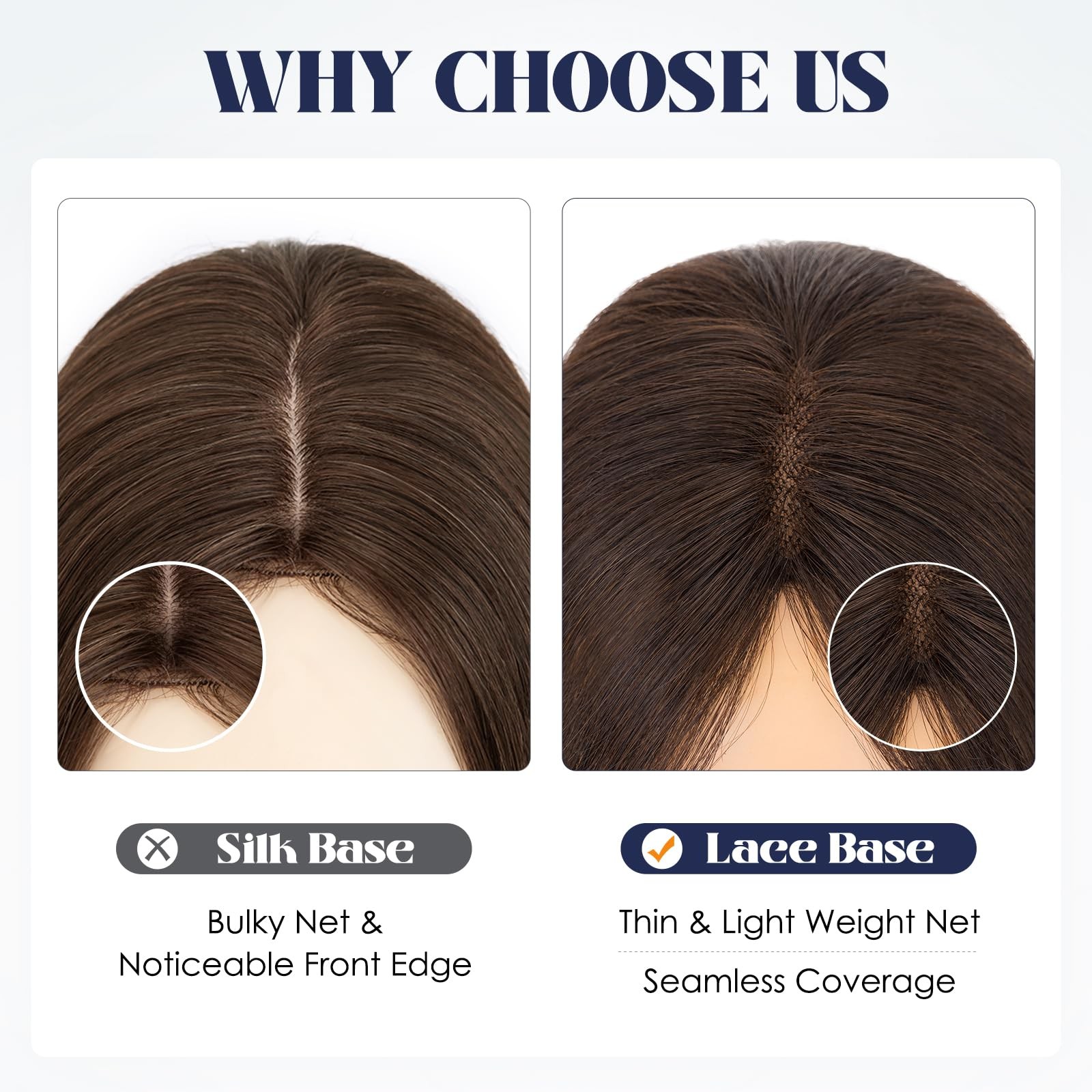My-Lady Human Hair Toppers For Women Real Human Hair Side Bangs Hand-Tied Thin