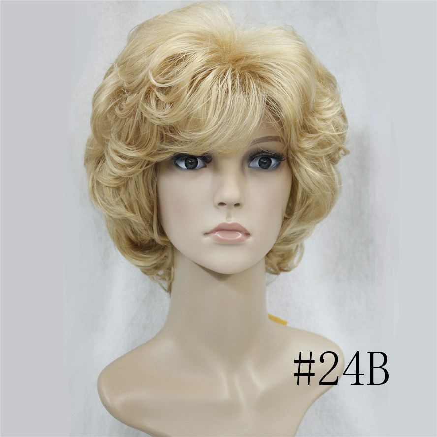 Women’s Wigs Black/Brown Natural Short Curly Hair Synthetic Wig 18 Color